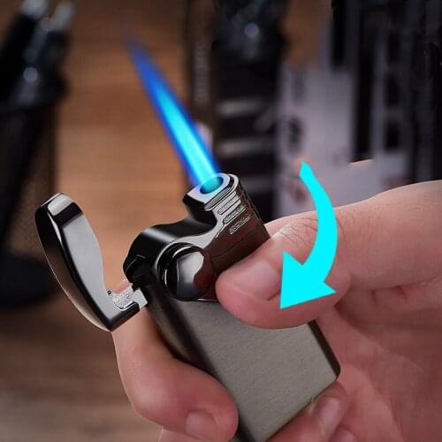 Inflated Gas Rocker Lighter Metal Windproof Jet Portable Straight Flame Outdoor Torch Butane Turbo Smoke Cigar Cigarette Lighter