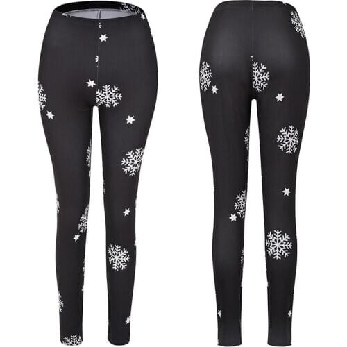 High Quality 2019 Women Winter Christmas Snowflake Printed Elastic Printed Leggings Xmas Fitness Yoga Pants