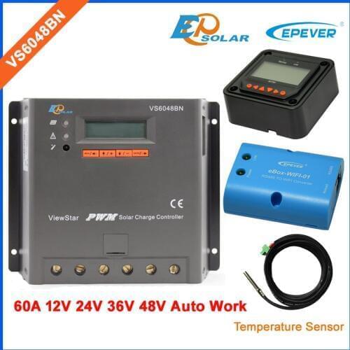 Lcd display 60A 60amp wifi function tempertaure sensor controller for solar panel system use with MT50 remote mter VS6048BN