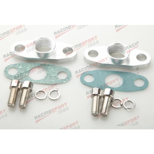2PCS 1/2 NPT Female Aluminum Oil Drain Turbo Flange T3 T4 T04 GT40 GT55 Silver