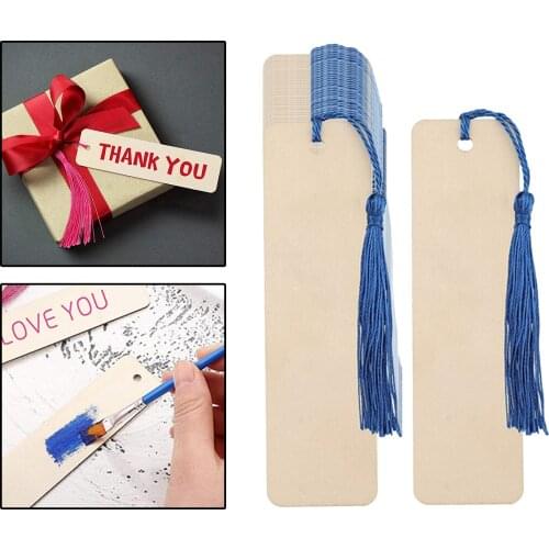 36 Pieces Wood Blank Bookmarks with Colorful Tassels Tag DIY for Book Lover Kid Birthday Present