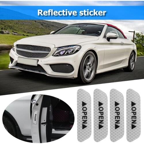 4 Pieces/set Car Open Reflective Stickers Night Driving Safety Lighting Luminous Tapes Accessories Car Door Warning Mark
