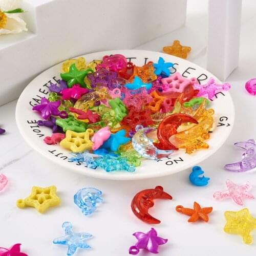 400pcs/set Acrylic Moon/Star/Starfish Pendants Charms For DIY Jewelry Making Girl Earrings Necklace Pendant Accessories
