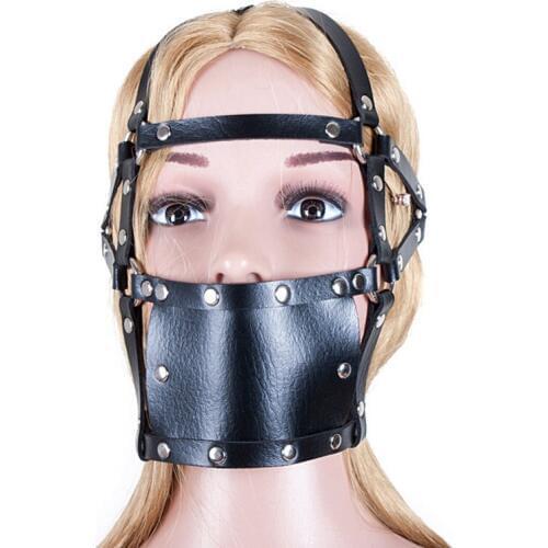 44mm Ball Gag Open Mouth Gag PU Leather Head Harness Bondage Restraint Hollow Gag Adult Games BDSM Sex Toys for Couples Women