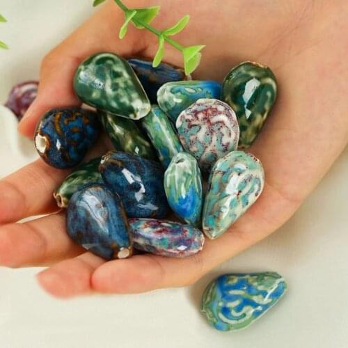 5 PCS 27x18mm Water Drop Ceramic Beads DIY Loose Beads Handmade Porcelain Spacer Beads For Jewelry Accessories Wholesale