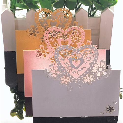 10Colors 50pcs Love Heart Laser Cut Wedding Party Table Name Place Cards Favor Decor Wedding Decoration Birthday Party Supplies