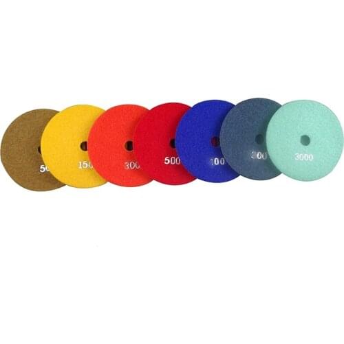 7Pcs Diamond Polishing Pads 5 Inch Wet Polishing Pads Grinding Disc Set Granite Stone Concrete Marble