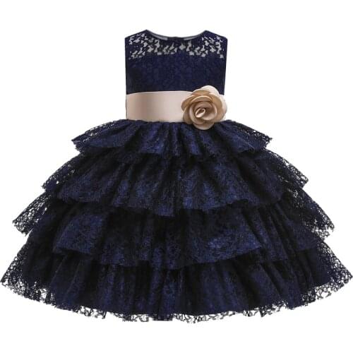 PLBBFZ Little Bridesmaid White Dress Kids Wedding Dresses For Children Costume Lace Princess Party Dress Elegant 3-10 Years