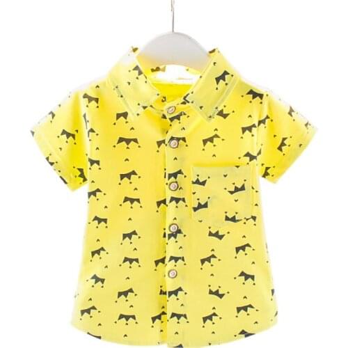 Summer Baby Boys Blouse Shirts Casual Short Sleeve Stars Printed Cotton Toddler Tops Infant Kids Clothes