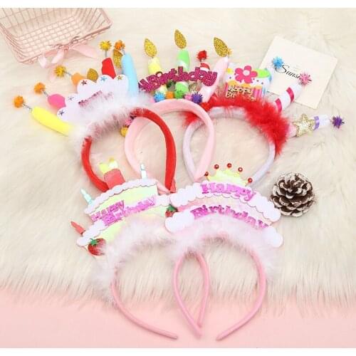 Childrens birthday candle cake headband Happy Birthday Photo Prop party Headband Headdress Birthday party decorations