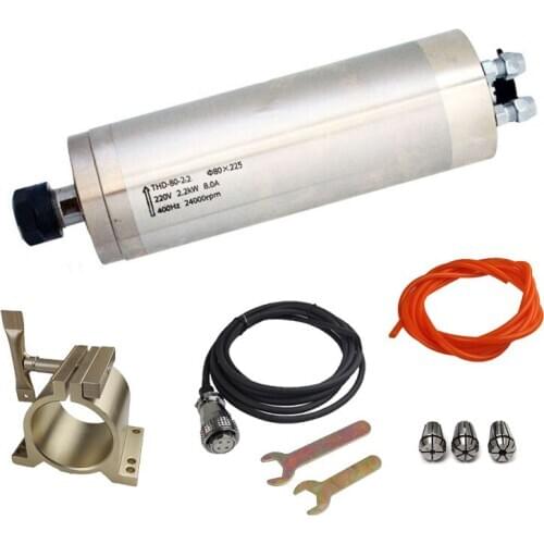 CNC Water Cooling Spindle Motor 80mm 2.2KW ER20 220V 24000 rpm For DIY CNC Milling Machine