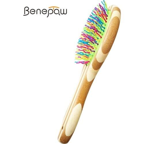 Benepaw Effective Bamboo Dog Brush Durable Comfortable Smoothing Slicker Bristle Pet Grooming Tools For Massaging Fur Detangling