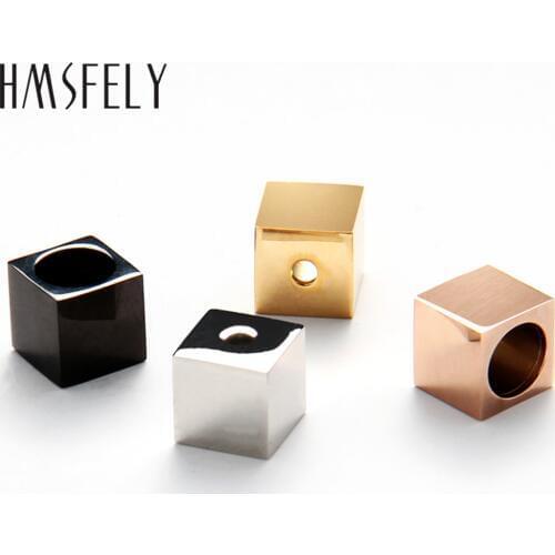 HMSFELY 2mm Hole 316L Stainless Steel Plating Cube Beads Accessories For DIY Beaded Bracelet Making Findings 6mm Small Hole Bead