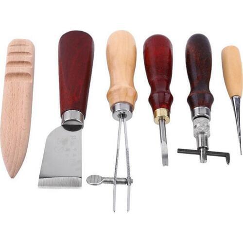 Leather Craft Tools Awl Trencher Edger Flat Polished Rods Edger Leather Cutter Knife DIY Leathercraft Novice Basic Tool Kit Set