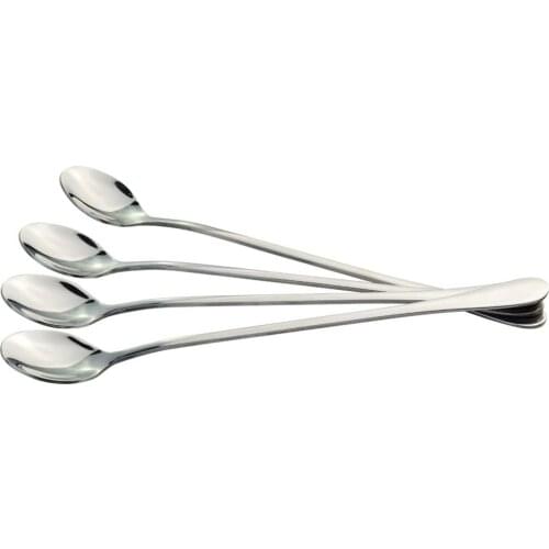 Interesting Long Handle Oval Ice Spoon 304 Stainless Steel Small Snacks Ladle Mirror Polish Milk Spoon Mixing Milk Shake Spoon