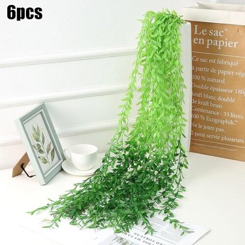6 Pcs Artificial Hanging Ivy Leaf Plants Vine Fake Leaves Garland Foliage Flowers Creeper Wall Home Garden Decoration