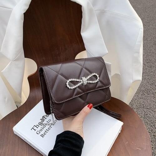 Summer Womens Bag Temperament Style Version of Lingge Chain Small Casual Bag Shoulder Messenger Bag Lingge Crossbody Bag