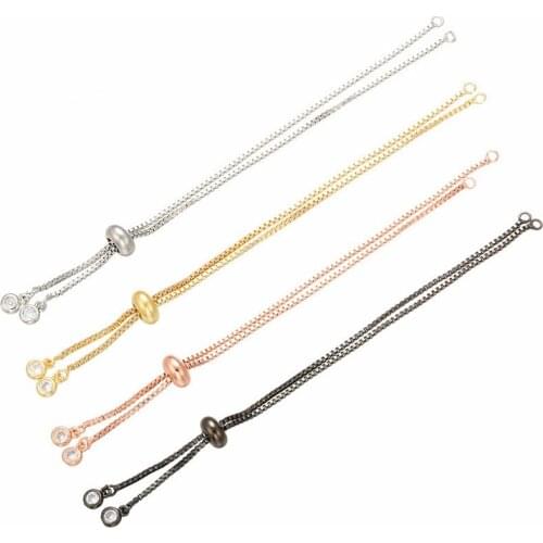 Ms Betti Sliding Tennis Bracelet Box Chain With Adjustable Bead For Jewelry Findings DIY Making Gifts 12pcs/lot