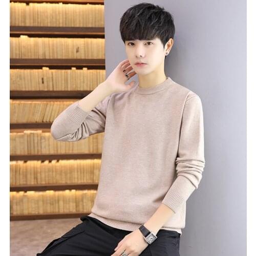 Mens sweaters 2021 autumn new sweaters Korean Slim round neck sweaters Christmas casual sweaters pure color sweatshirts