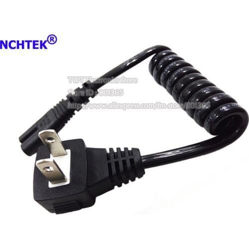 NCHTEK JP US Plug NEMA 1-15P Male to IEC 320 C7 Female AC Short Portable PU Retractable Spring Power Cable/Free Shipping/10PCS