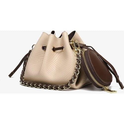 Solid Color PU Leather Bucket Crossbody Bags for Woman 2021 Fashion Brand Designer Handbags Ladies Shoulder Messenger Hand Bag