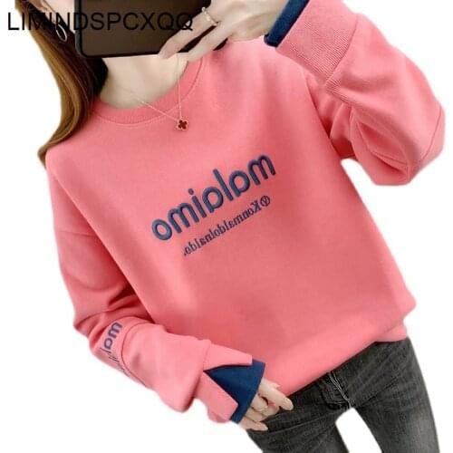 Autumn Women Clothing Casual Pullover Round Neck Sweatshirts Fake Two-piece Korean Style Thin Fashion Clothes Kawaii Girl Tops