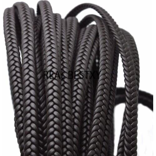REAL BESTXY 1 Meter 8*3mm brown braided leather cords flat for bracelets making brown flat leather cord jewelry flat cord sale