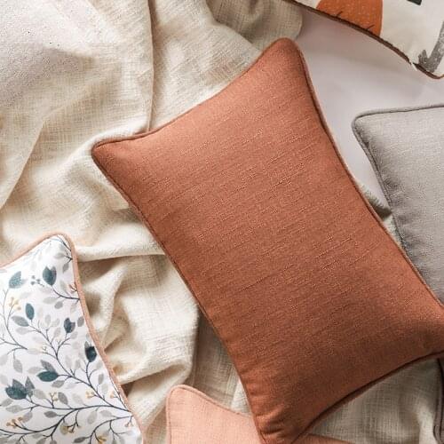 Simple solid color beige/caramel/pink color cushion cover printed pillowcase sofa waist pillow case