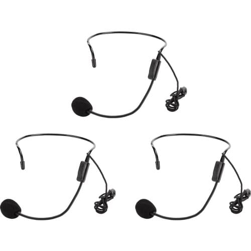 3Pcs 3.5 mm Screw Plug Wired Head Condenser Microphone Headset Mic for Shopping Guide Guider