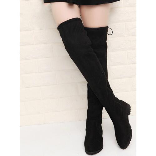 Dropshipping 2018 Slim Boots Sexy Over The Knee High Suede Women Snow Boots Womens Fashion Winter Thigh High Boots Shoes Woman