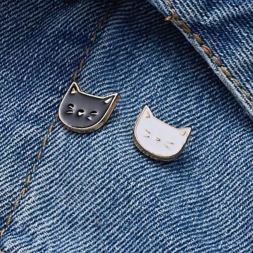 Rinhoo Cute Cat Cartoon Animal Brooches Couple Badges Classic Style Lover Shirt Denim Lapel Buckle Pin Decorative Jewelry
