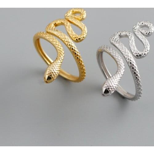 Silvology 925 Sterling Silver Lifelike Snake Shape Rings for Women Japan Korea Statement Punk Rings 2021 Exaggeration Jewelry