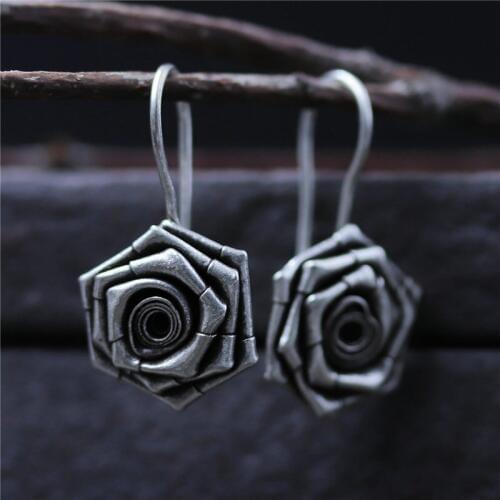 Silver 925 Jewelry Rose Earrings Popular Ethnic Wind Earrings Pure Silver Womens Earrings Party Engagement Wedding Earrings