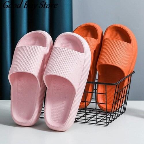 1 Pair Thick Bottom Slipper Women Bathroom Sandals Summer Soft Sole Slides Shoes Non-slip Beach Slippers Shower Comfortable Shoe