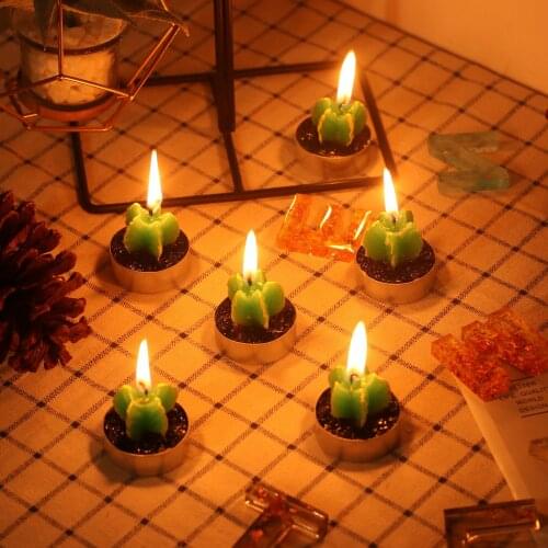 6Pcs Cactus Candle Table Tea Light Garden Mini Wax Green Candles For Home Decor Wedding Birthday Decoration Gift