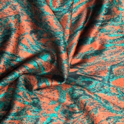 Green Flower Knitted Mink Velvet Fabric Jacquard Wool Dress Fabric for Spring Autumn Outer Wear European American Style Cloth