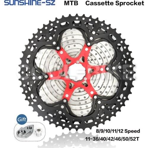 Sunshine Mountain Bike 8 9 10 11 12 Speed Velocidade Bicycle Cassette MTB Freewheel Sprocket 36T 40T 42T 46T 50T 52T for SHIMANO