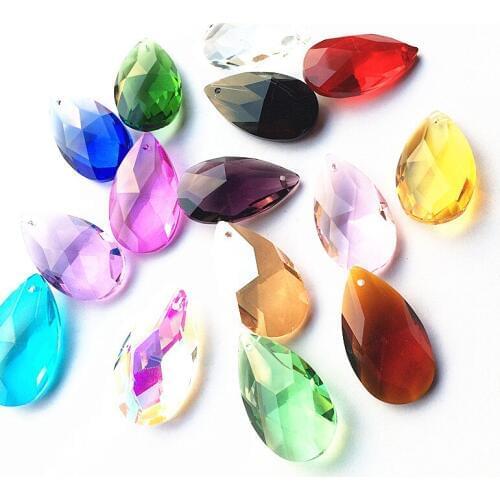 Top Quality 100pcs/lot 38mm Mixcolors Crystal Pear Shape Suncatchers Chandelier Pendants Glass Lighting Parts Garden Decoration