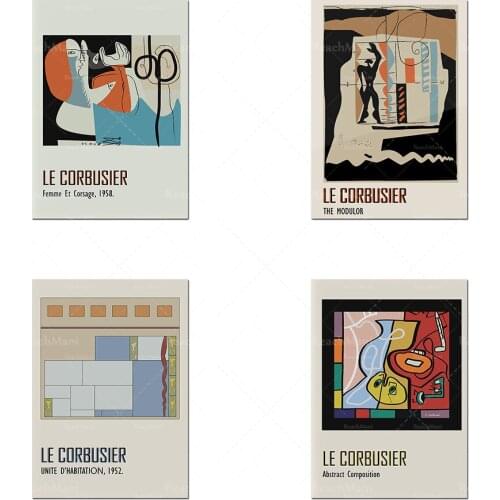 Le Corbusier exhibition poster, Bauhaus prints, minimalist architecture, art exhibition posters, prints of naked women