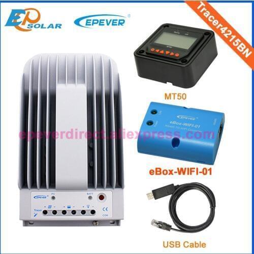 MPPT Solar Charger Battery 40A 24V controller EPEVER Brand Tracer4215BN wifi eBOX USb cable communication MT50 Meter remote 40am