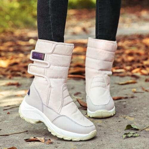 Women Boots with Thick Fur Mid-calf Boots Non-slip Waterproof Winter Ankle Snow Boots Women Platform Winter Shoes Botas Mujer