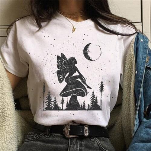 T-shirts Women 2021 Sun MoonPattern Vintage Tshirts 90s Kawaii Fashion Clothes Printing Graphic Tshirt Top Lady Print Female Tee