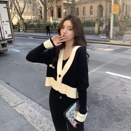 Womens Knit Cardigan Jacket Korean Style Loose 2020 New Trendy Autumn Outer Womens Short Style Cardigan Sweater Women