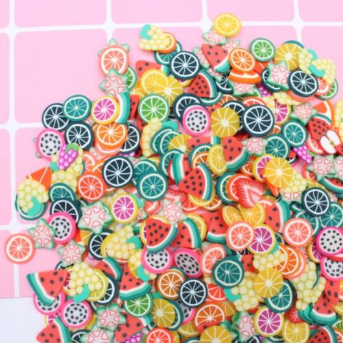 100g/Lot 1cm Polymer Soft Clay Fruits Assorted Slices Sprinkles for Crafts Making DIY Filler Accessories