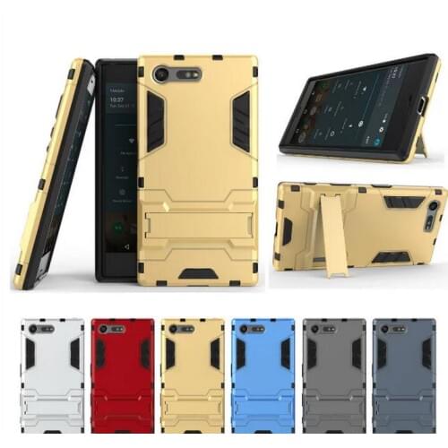 100pcs/lot Free shipping Stand PC +TPU 2 in 1 Hybrid Armor Cover For Sony Xperia X Compact / For Sony Xperia XZ