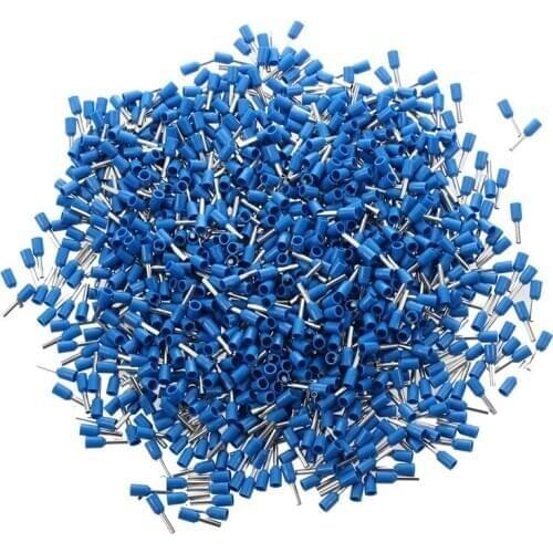 1000Pcs Crimp Connector Insulated Pin Terminal Blue for AWG 16 Wire