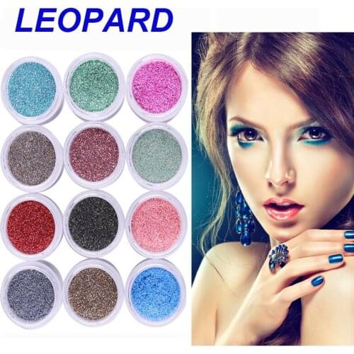 1X10ml Dazzling Nail Art Sexy leopard granulated Sugar Glitter Powder 3D Pigment Sequin Tips 6 color Dust Proof Nail Art Powder