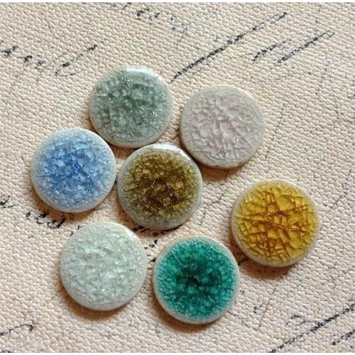 20MM 30Pcs Mix 6-7Colors Flat Base Crystal Glaze China Ceramic Porcelain Beads Jewelry Findings Accessories