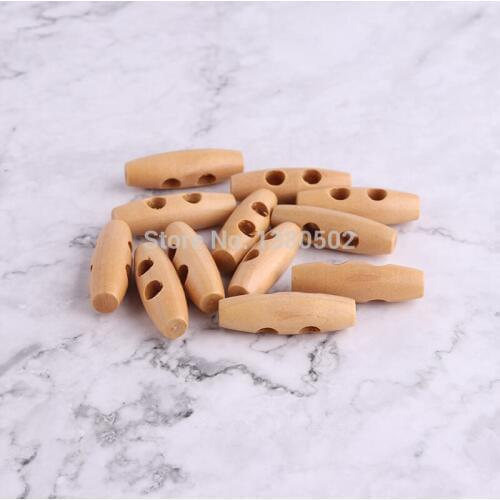 20PCS/Lot Natural Color40mm wooden button 2holes for Shoes bag Clothing sewing tool