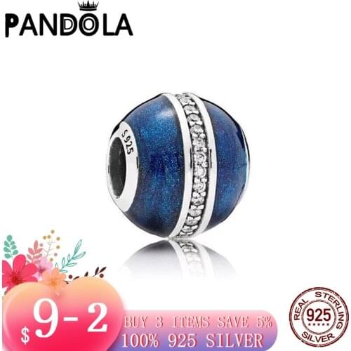 2021 new 925 Sterling Silver Heart of the Sea Blue Charms Beads Bracelet Fit Original Pandora Bracelet DIY Jewelry For Women